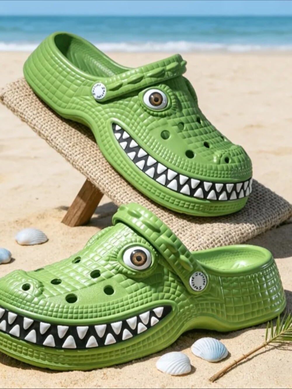 Unisex Green Alligator Slip-On Croc-Style Clogs
